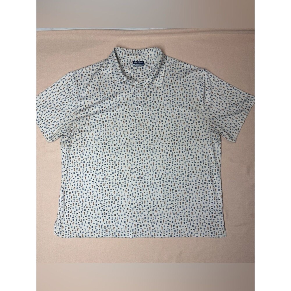 Ben Hogan Performance Polo Shirt – Gray/Blue Cocktail Print – Size XL